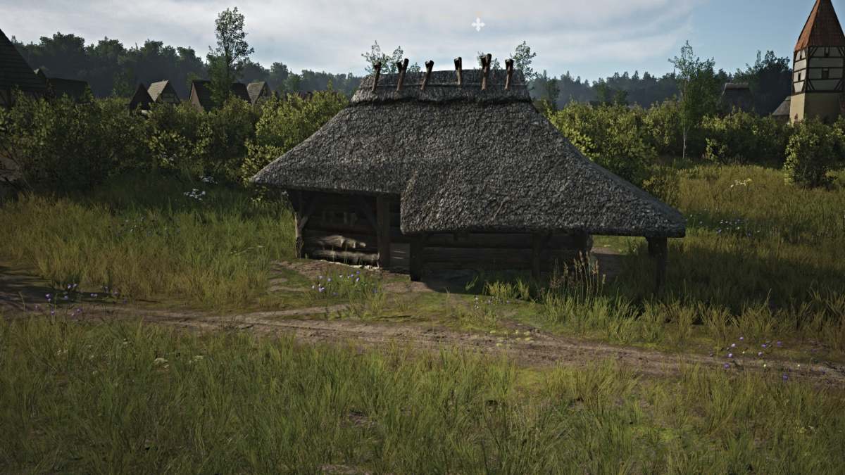 Manor Lords a Forester's Hut built in game