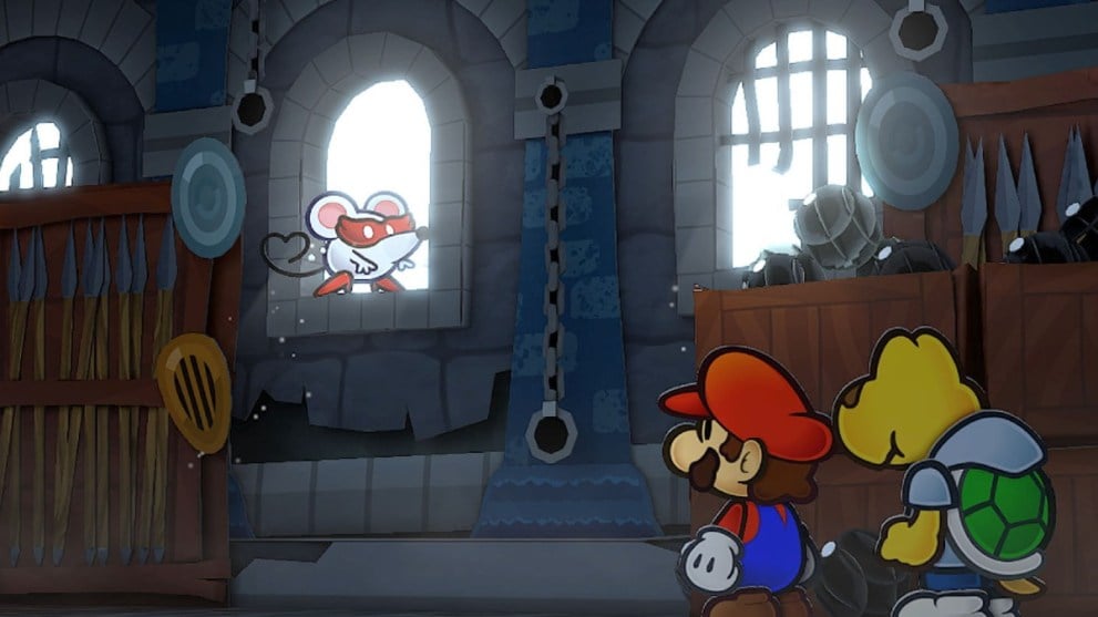Mario and a koopa in Paper Mario: The Thousand-Year Door.