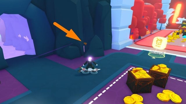 Shiny relic hidden between rocks in Pet Sim 99