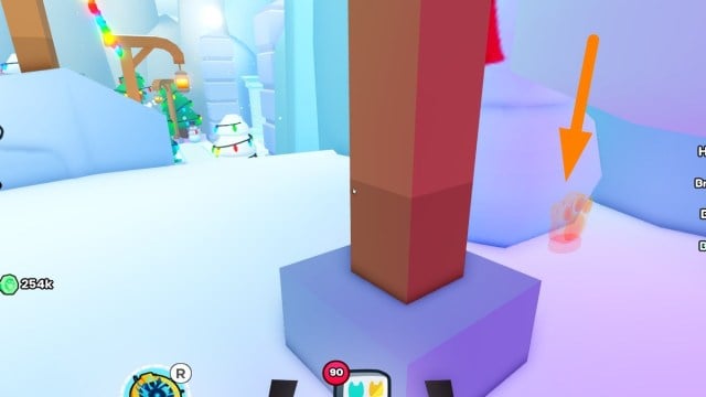 Shiny relic location behind a snowman in Pet Simulator 99