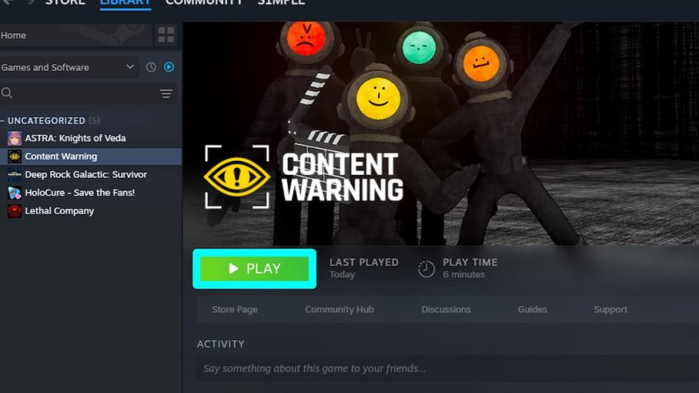 Content Warning on Steam