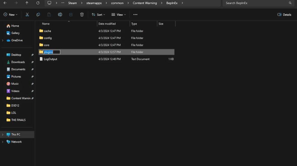 BepInEx plugins folder creation