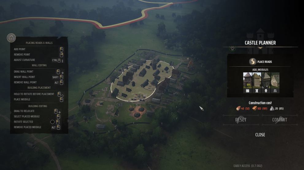 Removing towers in Manor Lords castle building mode