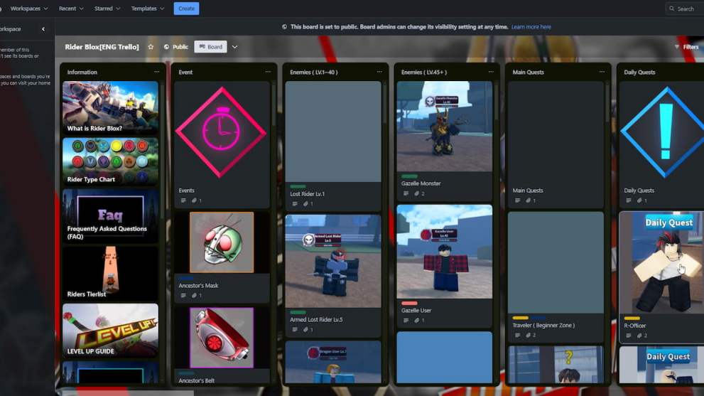 Rider Blox trello