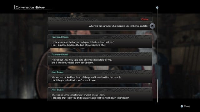 rise of the ronin story dialogue