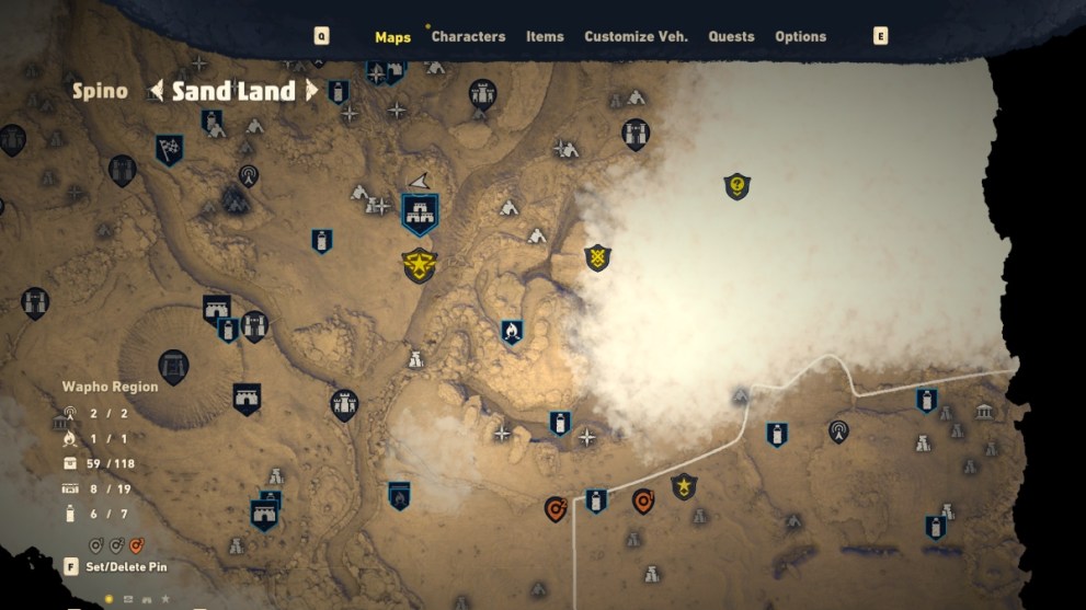 Sand Land Pterano locations