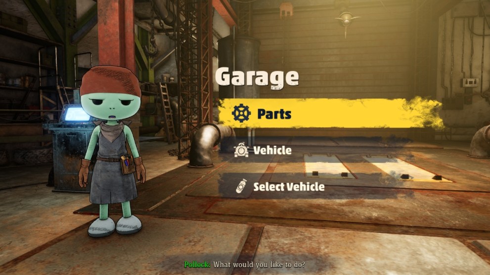 sand land spino garage menu for parts and vehicles