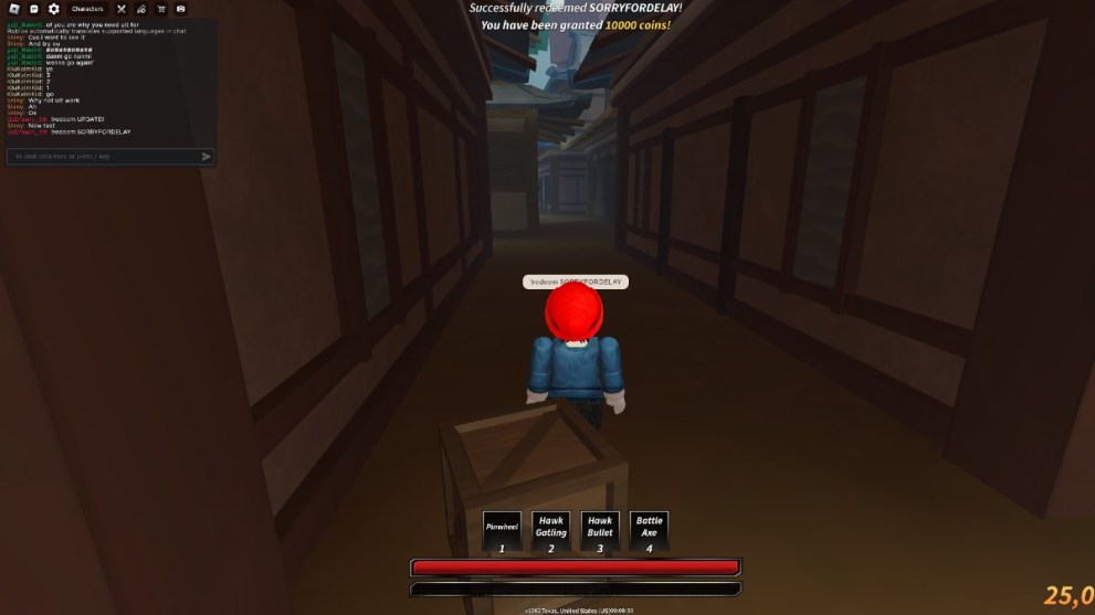 The lobby with the chat box open in Seas Battlegrounds.