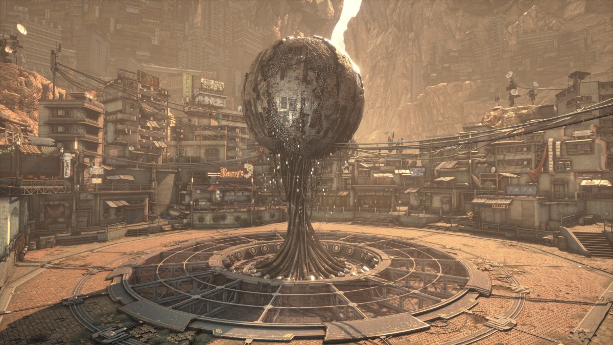 the monument in the main square in Stellar Blade