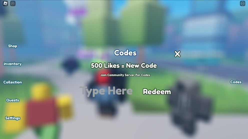 The code redemption page in Roblox Toilet RNG.