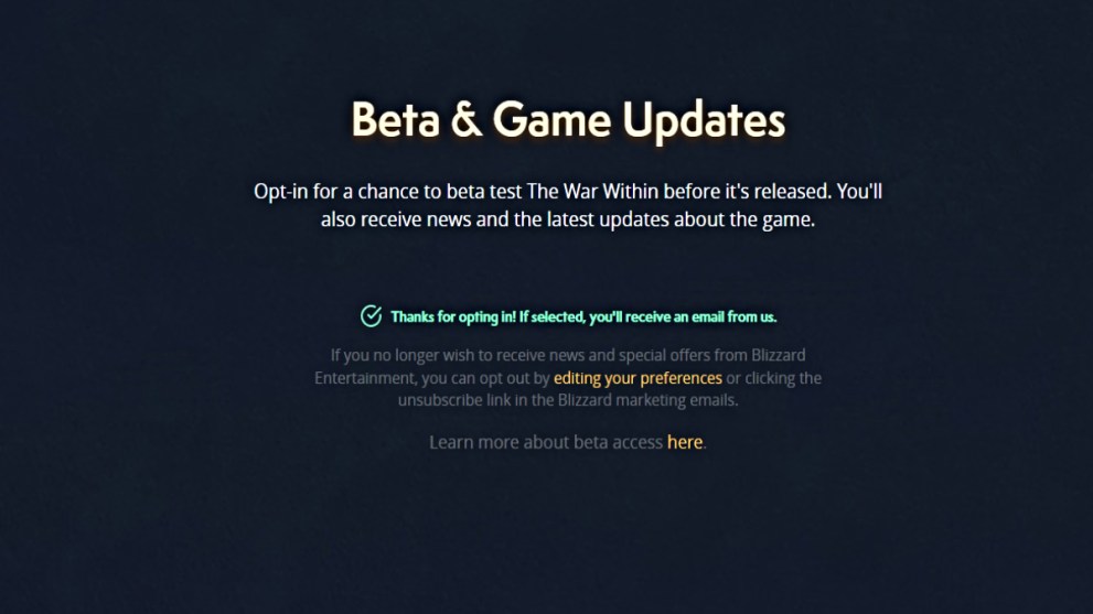 World of Warcraft when will the War Within Beta become available