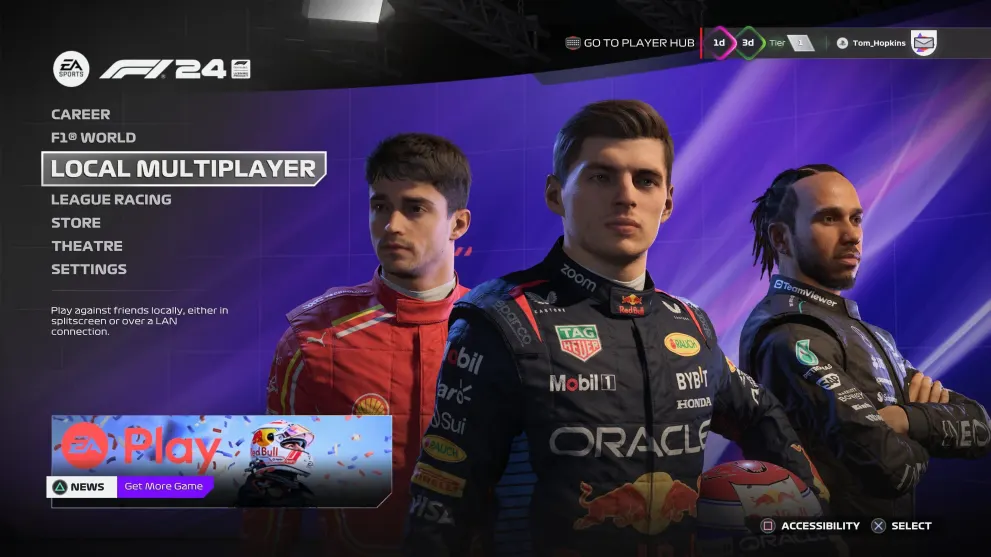 the local multiplayer section in F1 24