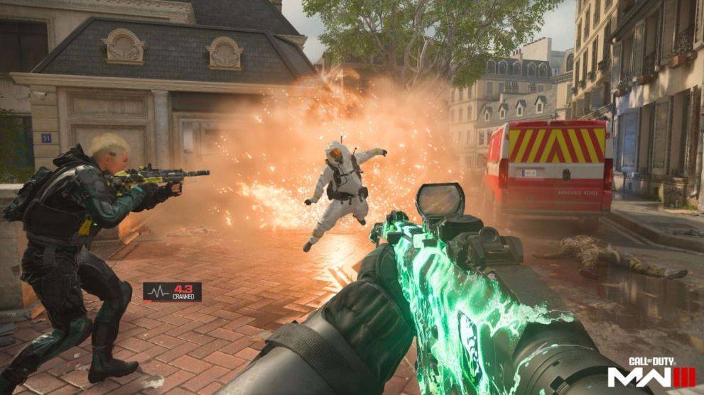 Player aiming at exploding enemy in MW3 Hyper Cranked mode for Season 4