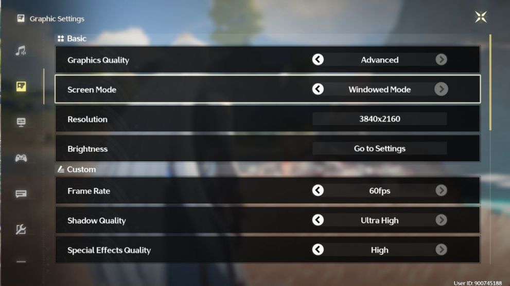 The Graphics settings menu in Wuthering Waves.