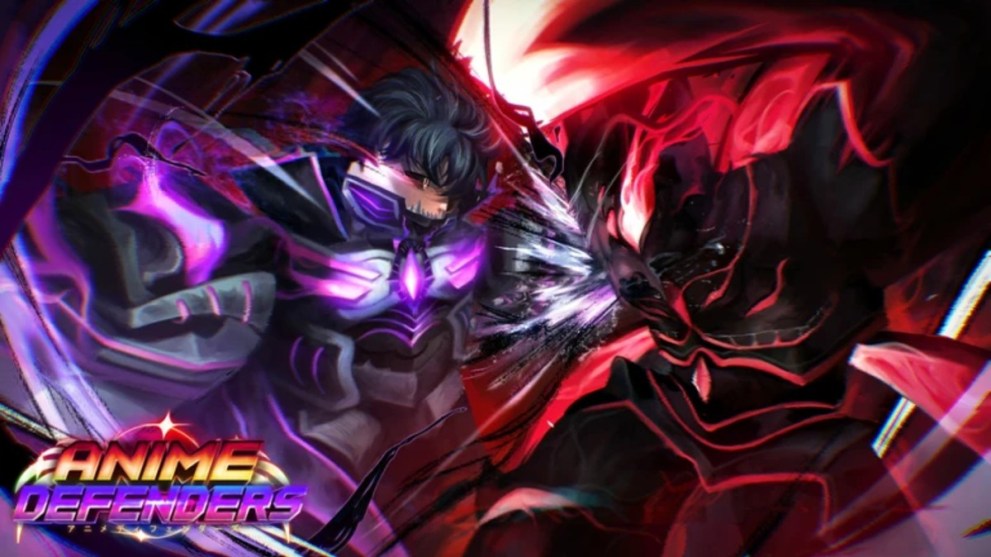 Two characters fighting in Anime Defenders.