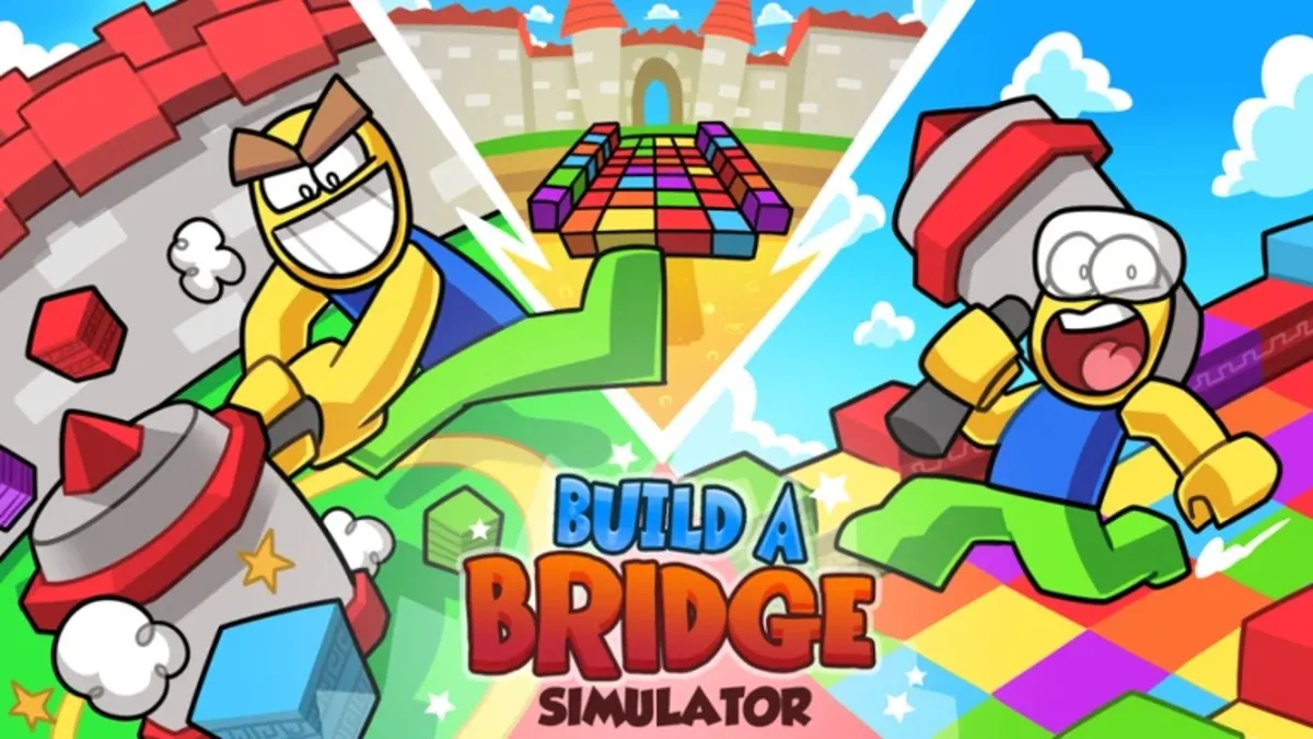 Roblox characters smashing blocks in Build A Bridge Simulator.