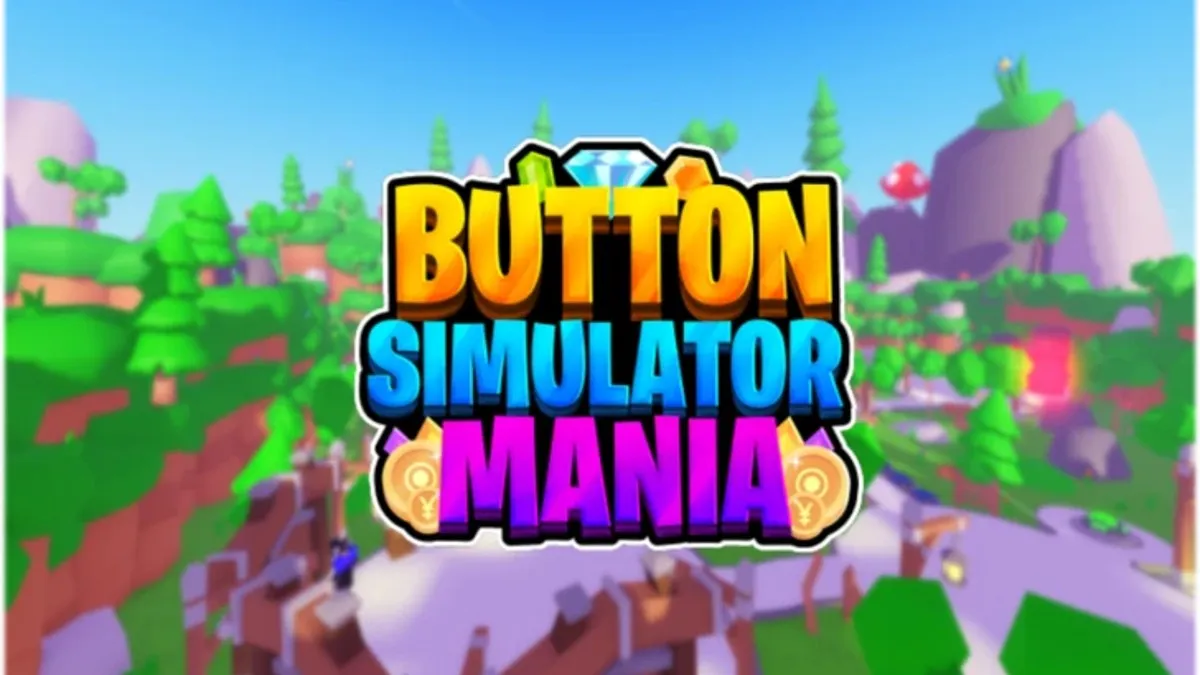 The main logo of Button Simulator Mania on Roblox.