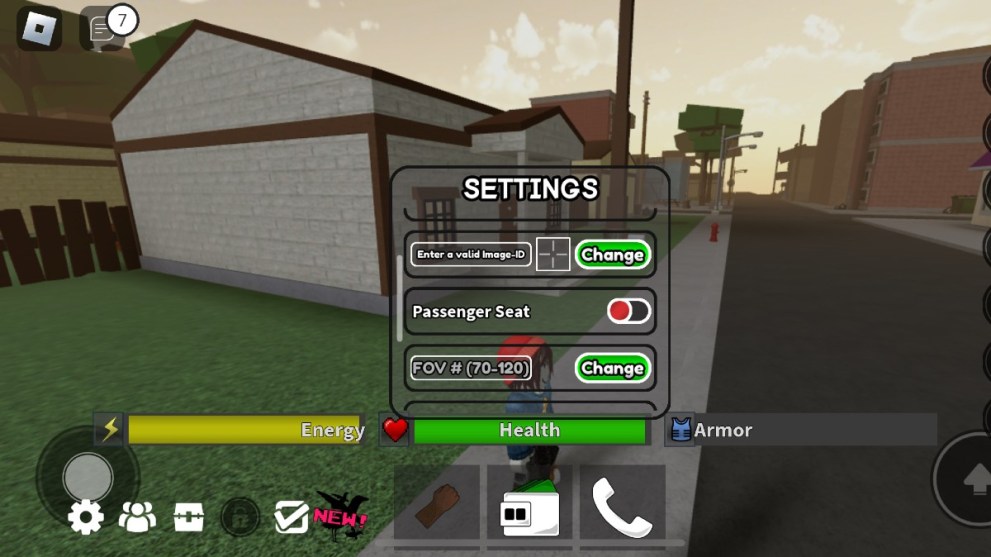 The crosshair settings screen in Da Hood.