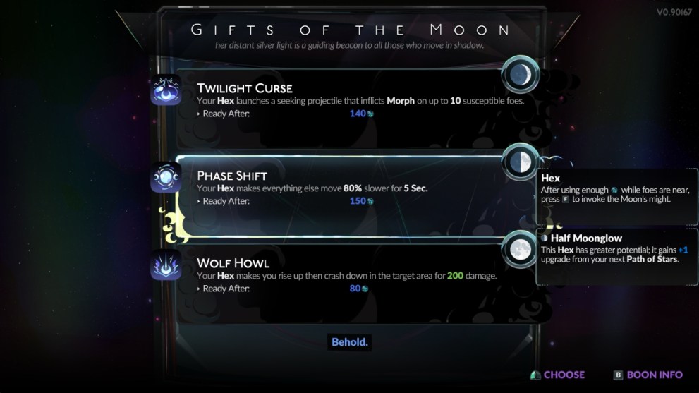 Hades 2 gifts of the moon choose your hex