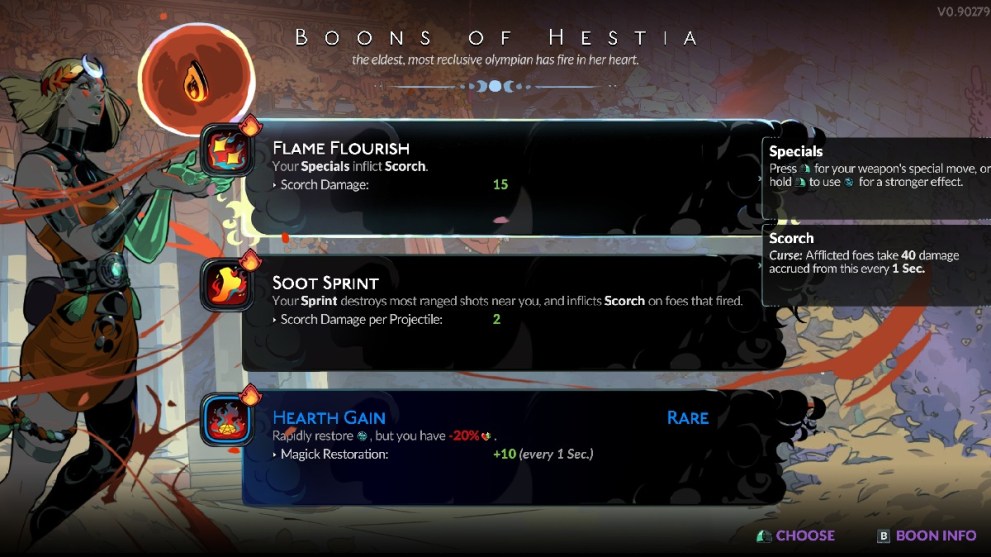 Hades 2 Segen von Hestia mit Scorch-Fähigkeiten