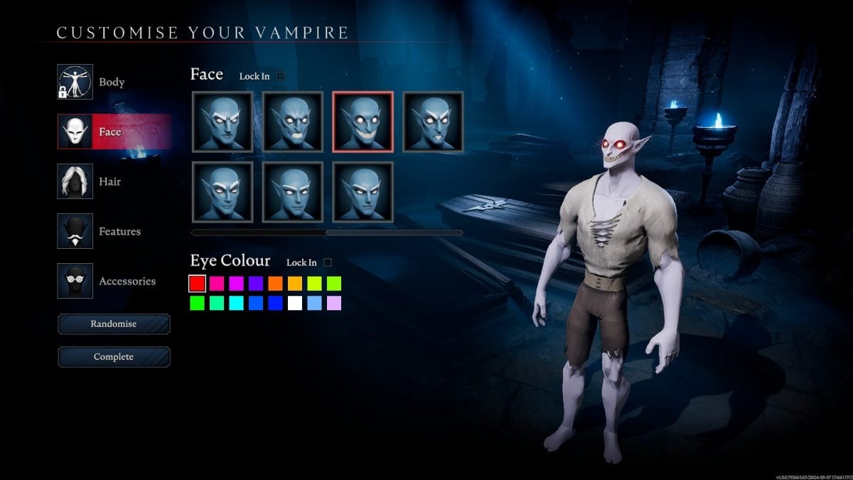 how to change character appearance in V Rising a nosferatu-like type of vampire in the character customization screen