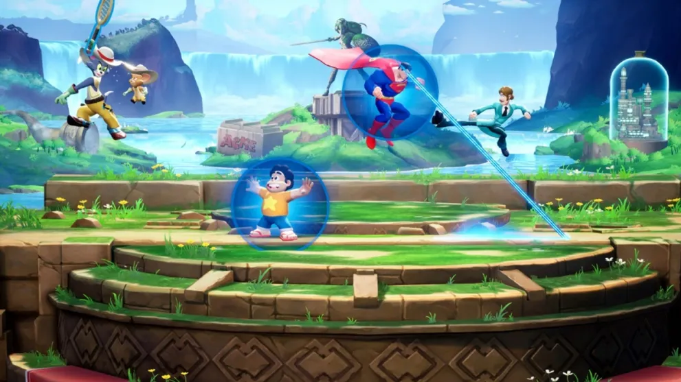 A match in MultiVersus with Superman and Tom & Jerry fighting