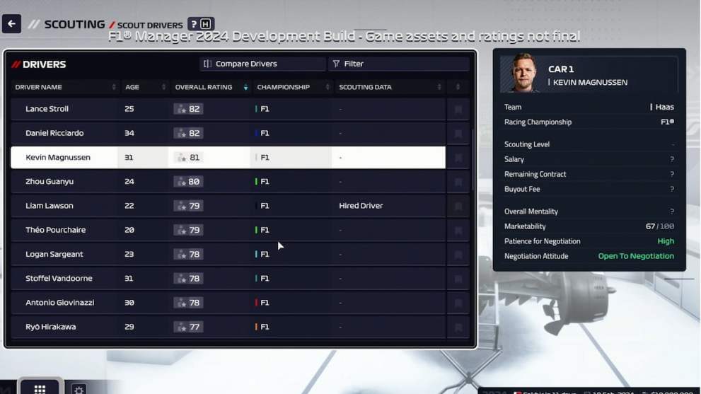 Driver scouting in F1 Manager 2024