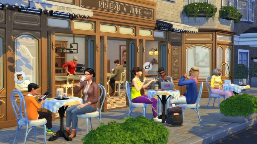 A cosy bistro in The Sims 4.