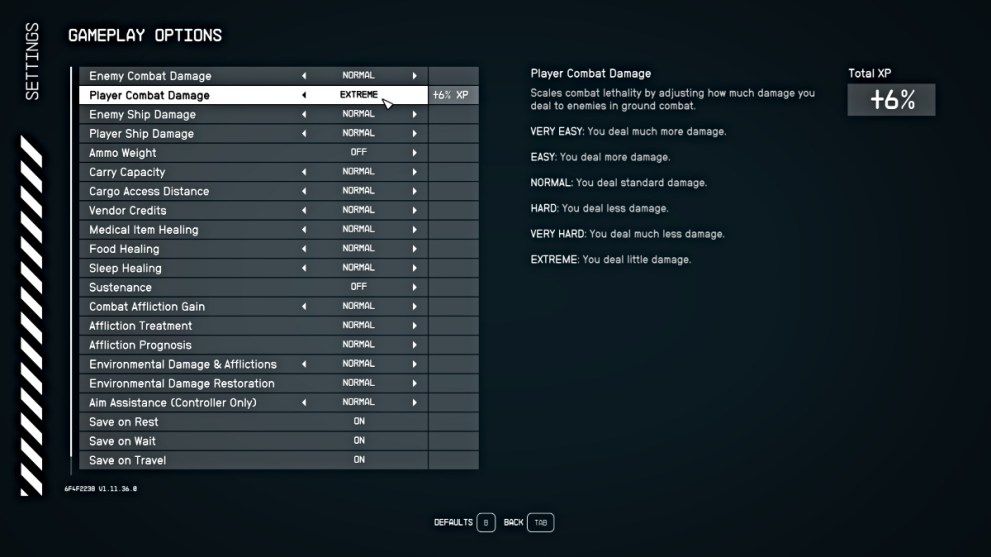 How to adjust difficulty in Starfield