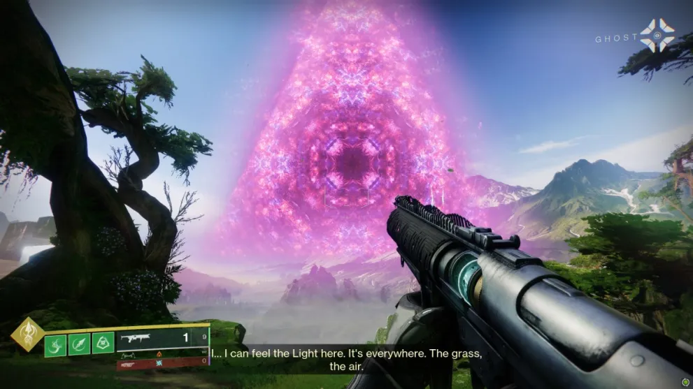 Destiny 2 staring at a kaleidoscopic light