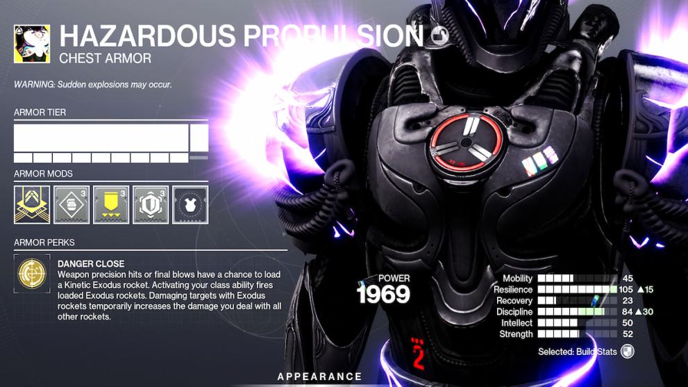Hazardous Propulsion new Exotic Titan armor
