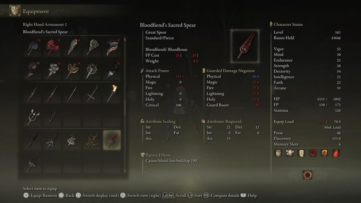 Elden Ring Bloodfiend S Sacred Spear Location Scaling And   Elden Ring Bloodfiend Sacred Spear Stats 