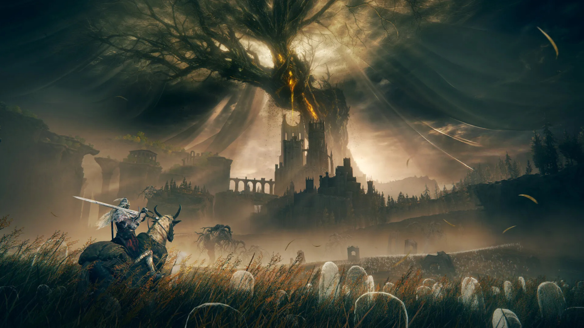 Tarnished Looking up at Scadutree in Elden Ring Shadow of the Erdtree Key Art