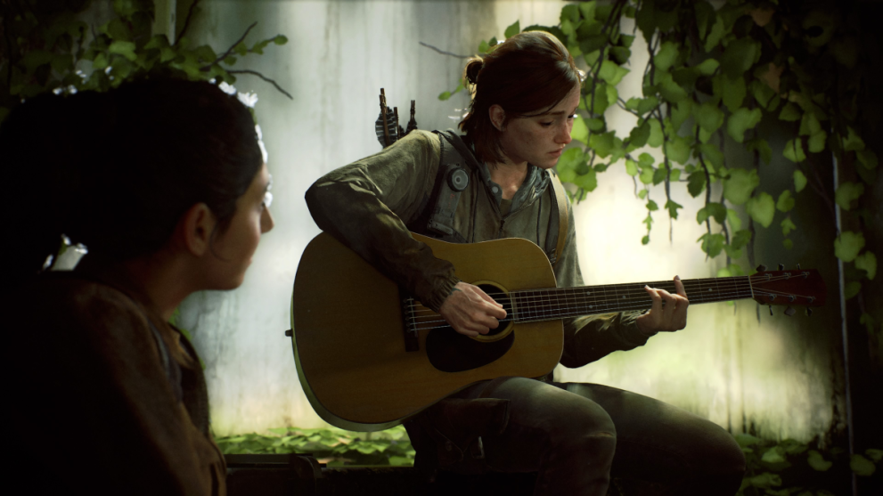 Ellie playing guitar in The Last of Us