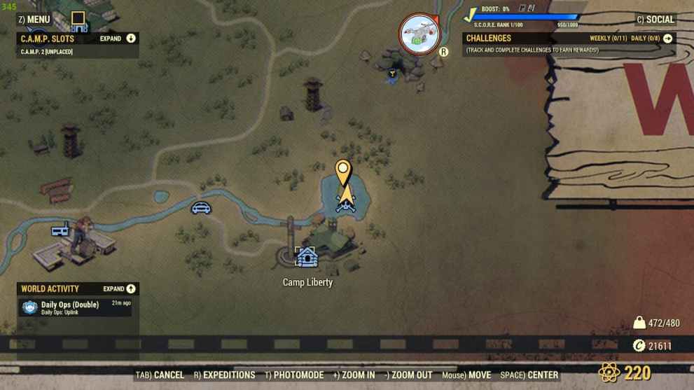 Fallout 76 Camp Liberty Waterfall Location
