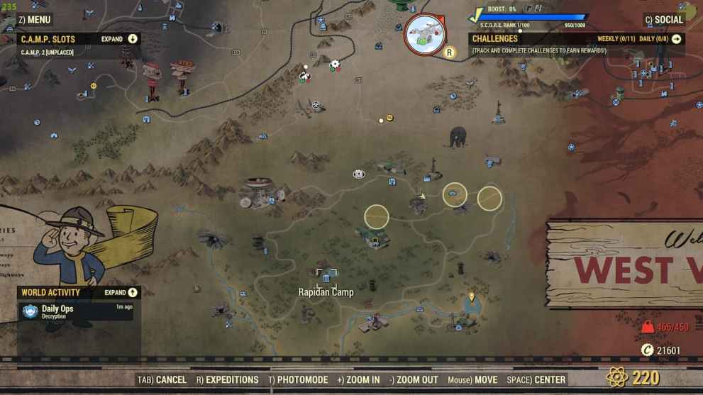 Fallout 76 Roboter Standort Rapidan Camp