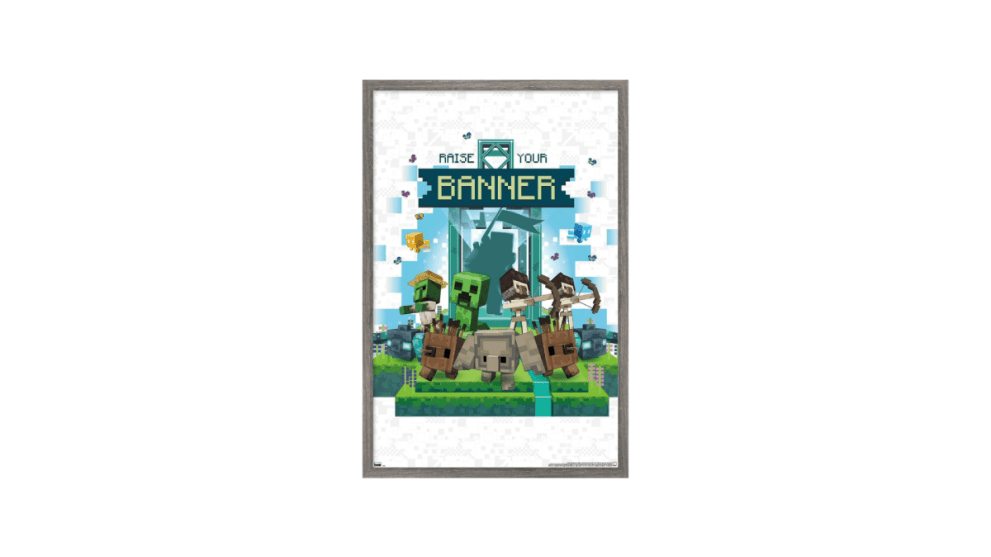 minecraft raise your banner wall poster with cree[er animals and characters