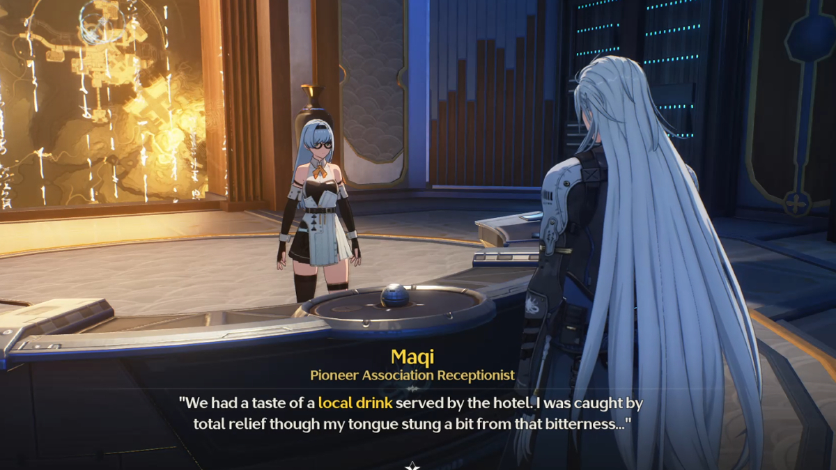 Maqi talks about the local drink in the Second Coming of Solaris event in Wuthering Waves.