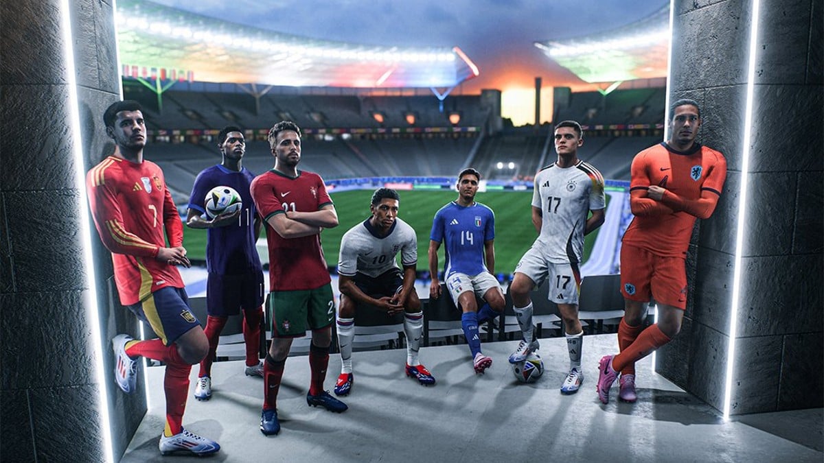 A group of players in their national team kits in EA Sports FC 24.