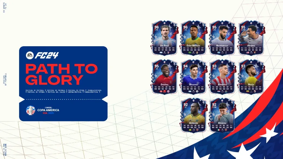 All Copa America Path to Glory cards in EA Sports FC 24.