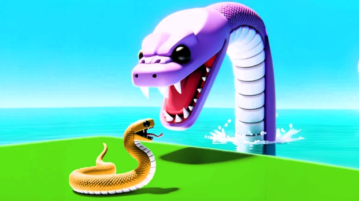Be A Snake codes - a big purple snake attacking a small yellow one