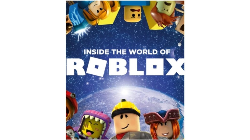 roblox inside the world of roblox poster with different characters around logo and space and earth background