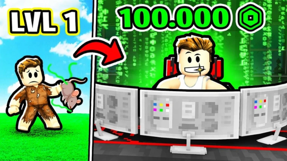 A Roblox character getting rich in Billionaire Simulator X.