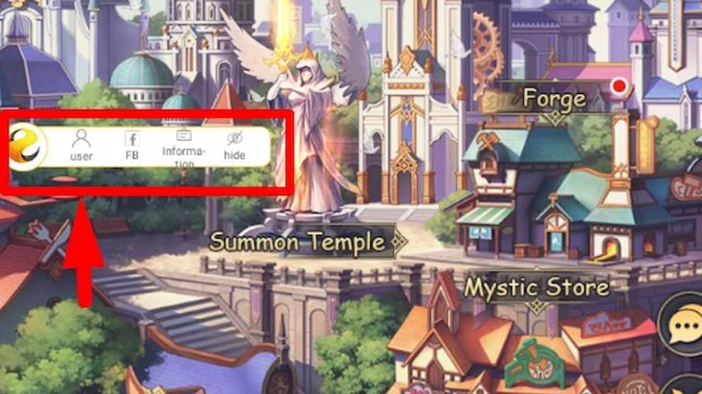 User menu in Isekai Feast