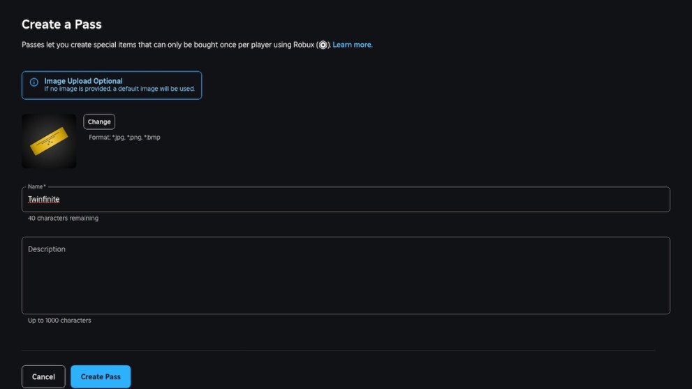 Create gamepass in Roblox.