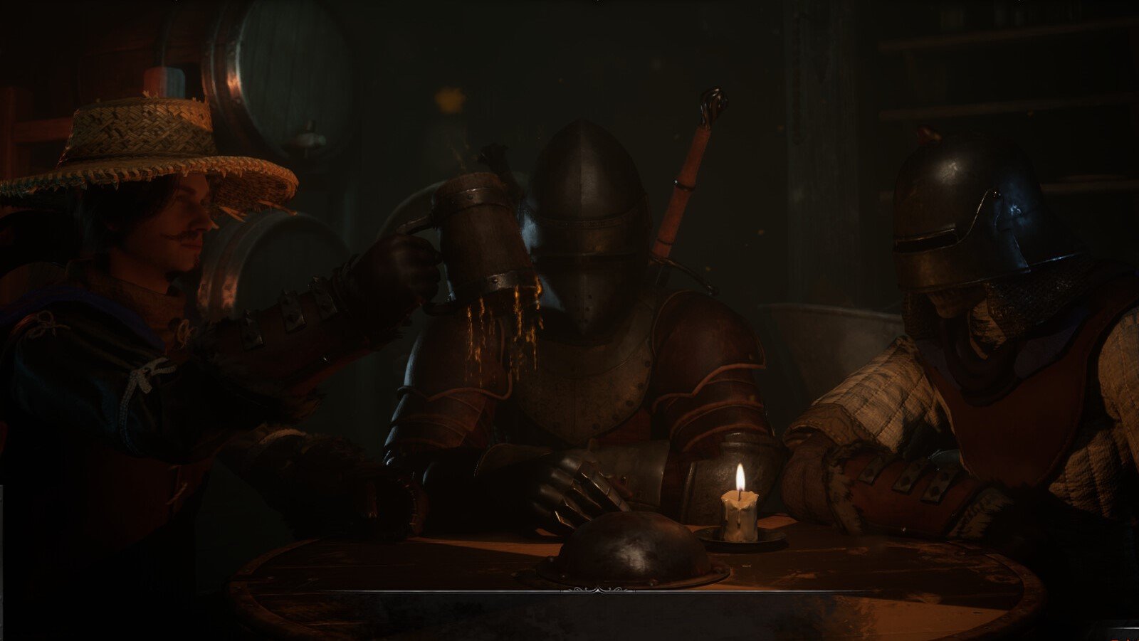 Three characters siting at a table in Dark and Darker