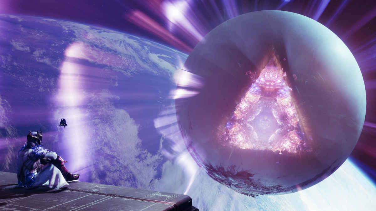 Destiny 2 The Final Shape Review - A Transcendent DLC: A Guardian observes the Traveler from outside the portal.