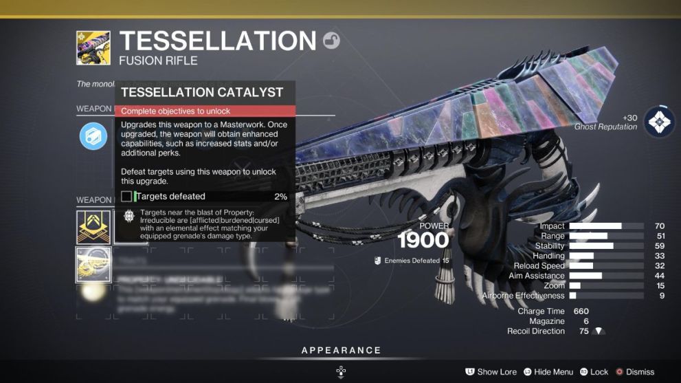 A look at Tessellation exotic catalyst objective. 