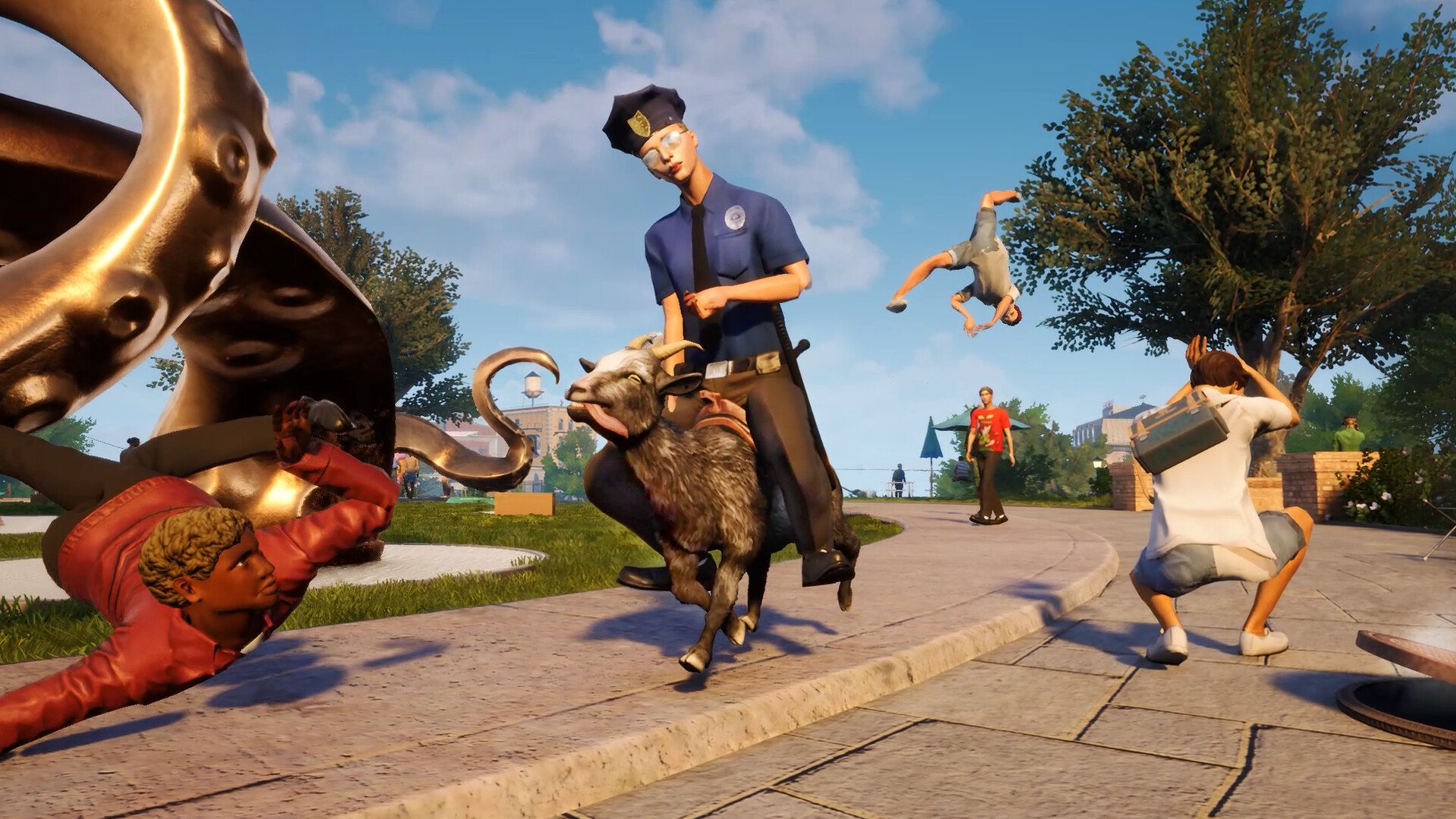How to Complete Egg Crackdown in Goat Simulator 3 - a policeman riding a goat