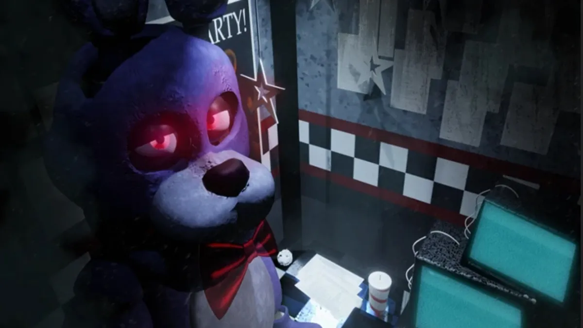 Five Nights TD Codes - an animatronic from Five Nights at Freddys looking scary